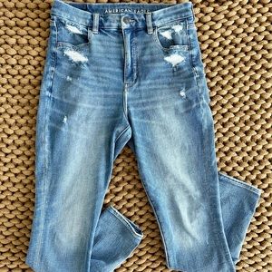 American Eagle Distressed Stretch Curvy Super Hi Rise Jeggings Jeans